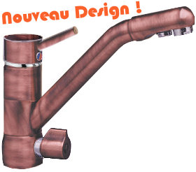 DYNAVIVE - Robinet Mitigeur 3voies à disque céramique DESIGN vieux-cuivre