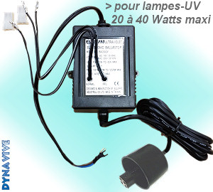 Voir dtails>  Ballast Aquapro INTERNE d'alimentation Lampes-UV 20  40 Watts (voyants dports)