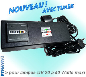 Voir dtails>  Ballast Aquapro EXTERNE d'alimentation Lampes-UV 20  40 Watts -AVEC COMPTEUR-D'HEURES