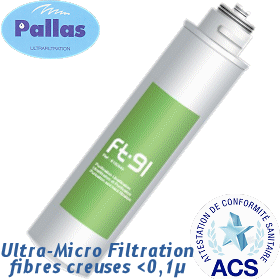 Voir dtails>  Cartouche (FT-91 ou CT-91) Ultra-Filtration 0,1 Purificateurs PALLAS