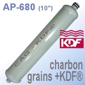 Voir dtails>  Cartouche Charbon actif Grains (CAG) & ZINC-CUIVRE (500gr-KDF) -AP