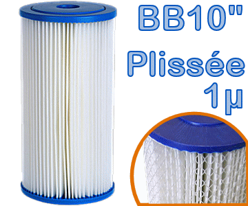 Voir dtails>  Cartouche Filtrante Plisse 1 micron - Big Blue 10''
