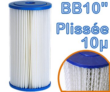 Voir dtails>  Cartouche Filtrante Plisse 10 microns - Big Blue 10''