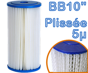 Voir dtails>  Cartouche Filtrante Plisse 5 microns - Big Blue 10''