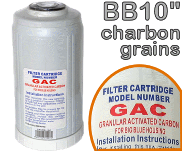Voir dtails>  Cartouche Charbon actif vgtal en Grains (CAG) - Big Blue 10''