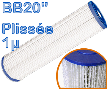 Voir dtails>  Cartouche Filtrante Plisse 1 micron - Big Blue 20''