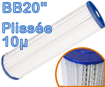 Voir dtails>  Cartouche Filtrante Plisse 10 microns - Big Blue 20''
