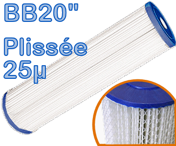Voir dtails>  Cartouche Filtrante Plisse 25 microns - Big Blue 20''