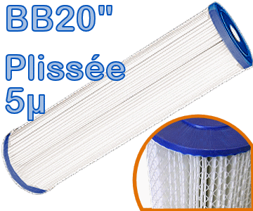 Voir dtails>  Cartouche Filtrante Plisse 5 microns - Big Blue 20''