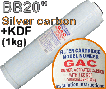 Voir dtails>  Cartouche CAG & ZINC-CUIVRE-ARGENT 1Kg (KDF) - Big Blue 20''