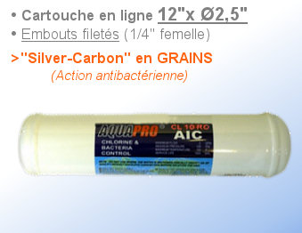 Voir dtails> Cartouche ligne 12''x2,5'' CAG & ARGENT (antibactrien)
