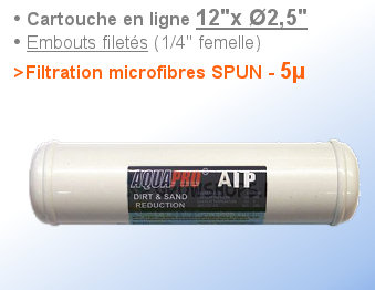 Voir dtails> Cartouche ligne 12''x2,5'' Filtrante 5 microns