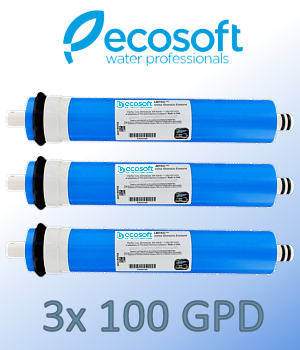 Voir dtails>  Pack 3 Membranes Osmose Ecosoft 100GPD pour Osmoseur RObust-1000-MINI