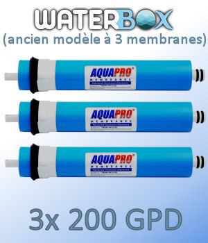 Voir dtails>  Pack 3 Membranes Osmose 200GPD pour Osmoseur WATERBOX (ancien modle)
