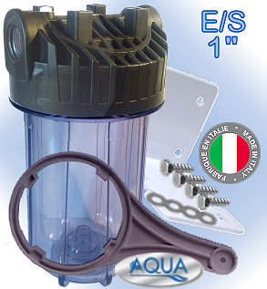 Voir dtails>  Porte-filtre BIG BLUE 10 pouces (E/S 1'') -Carter TRANSPARENT- complet