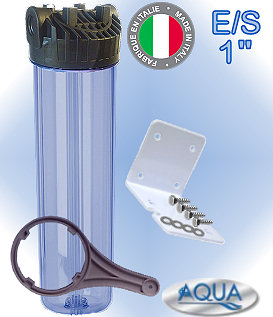 Voir dtails>  Porte-filtre BIG BLUE 20 pouces (E/S 1'') -Carter TRANSPARENT- complet