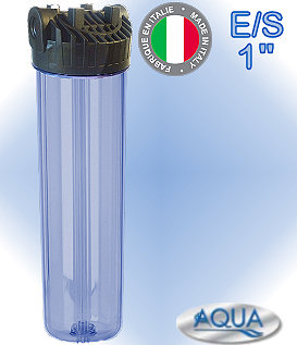 Voir dtails>  Porte-filtre BIG BLUE 20 pouces (E/S 1'') -Carter TRANSPARENT- sans accessoires