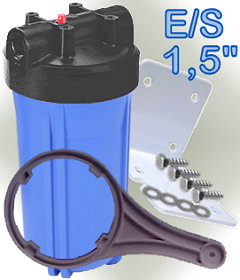 Voir dtails>  Porte-filtre BIG BLUE 10 pouces (E/S 1,5'') complet