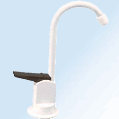 Voir dtails>  Robinet 1 voie  poussoir -BLANC- Col droit court