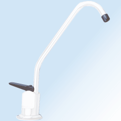Voir dtails>  Robinet 1 voie  poussoir -BLANC- Col longue porte