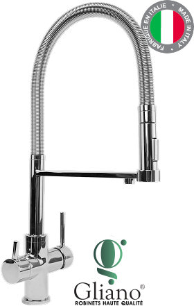 Voir dtails>  Robinet mitigeur 3 voies GLIANO-SP303 avec Douchette vaisselle - CHROME