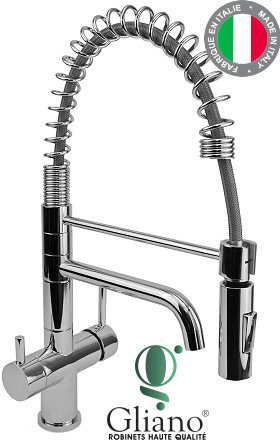 Voir dtails>  Robinet mitigeur 3 voies GLIANO-SP305 avec Douchette vaisselle - CHROME