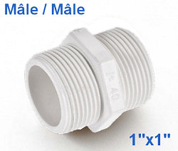 Voir dtails>  Sachet 2 Mamelons polypropylne Mle/Mle - 1''x1'' BSP