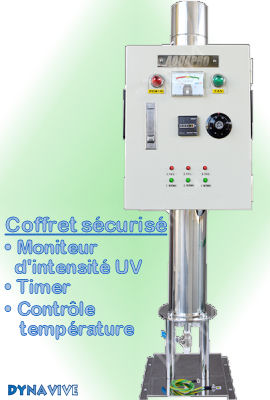 Voir dtails>  Strilisateur UV Aquapro 120 Watts professionnel (8,17 m3/h) Vertical sur pied - Coffret de contrle scuris
