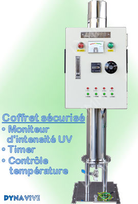 Voir dtails>  Strilisateur UV Aquapro 160 Watts professionnel (10,9 m3/h) Vertical sur pied - Coffret de contrle scuris