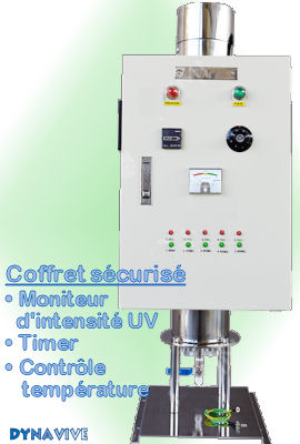 Voir dtails>  Strilisateur UV Aquapro 200 Watts professionnel (13,65 m3/h) Vertical sur pied - Coffret de contrle scuris