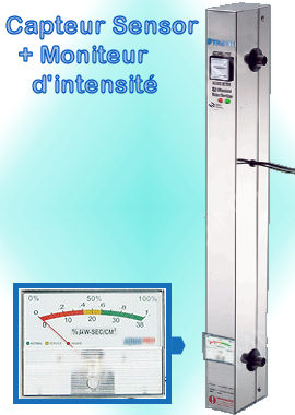 Voir dtails> Strilisateur UV Vertical Aquapro 40 WATTS avec Compteur d'heures & Moniteur (2,72 m3/h) -Sous coffret Inox