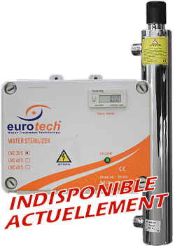 Voir dtails> Strilisateur UV EuroTech 30 WATTS -lectronique avec Compteur d'Heures (1,43 m3/h)