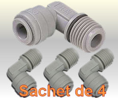 Sachet 4 unions coudes  visser DMFIT - 1/4'' tube x1/4'' BSP Mle avec joint