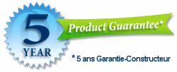 5 ans de Garantie-Constructeur sur tous les modules anti-calcaire SAT-Dynavive